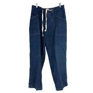 J Jill Women 18W Denim Pull On Pants Blue Jeans Stretch Drawstring Waist Wide